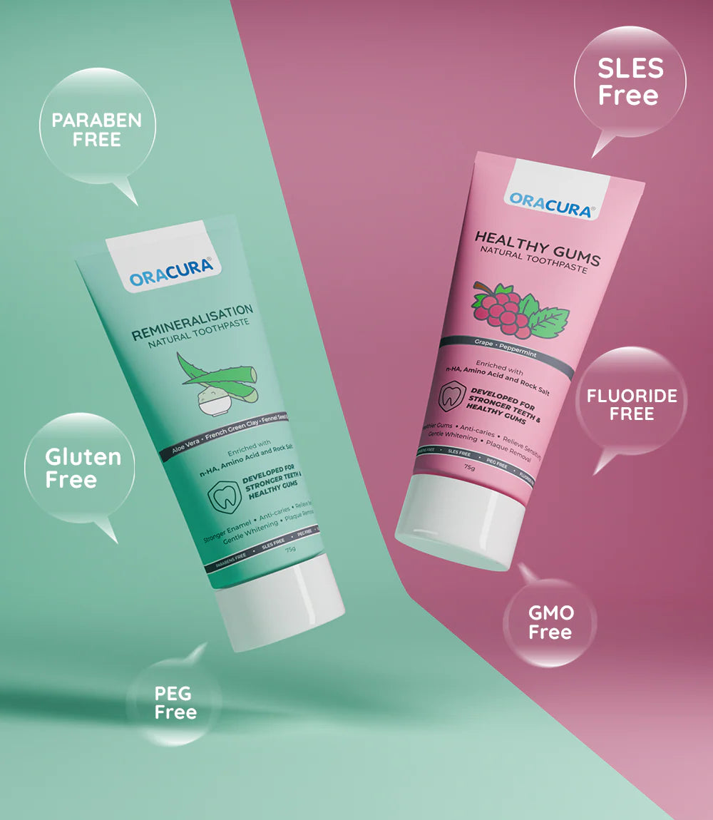 Natural Toothpaste: Healthy Gums (Grape) & Remineralisation (Aloe vera) Pack of 2 - 75g each
