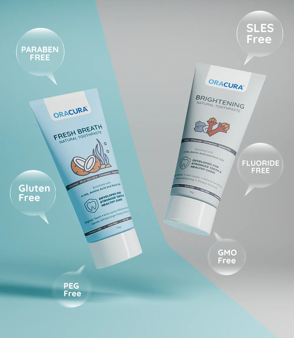 Natural Toothpaste: Brightening (Charcoal) & Fresh Breath (Coconut) Pack of 2 - 75g each