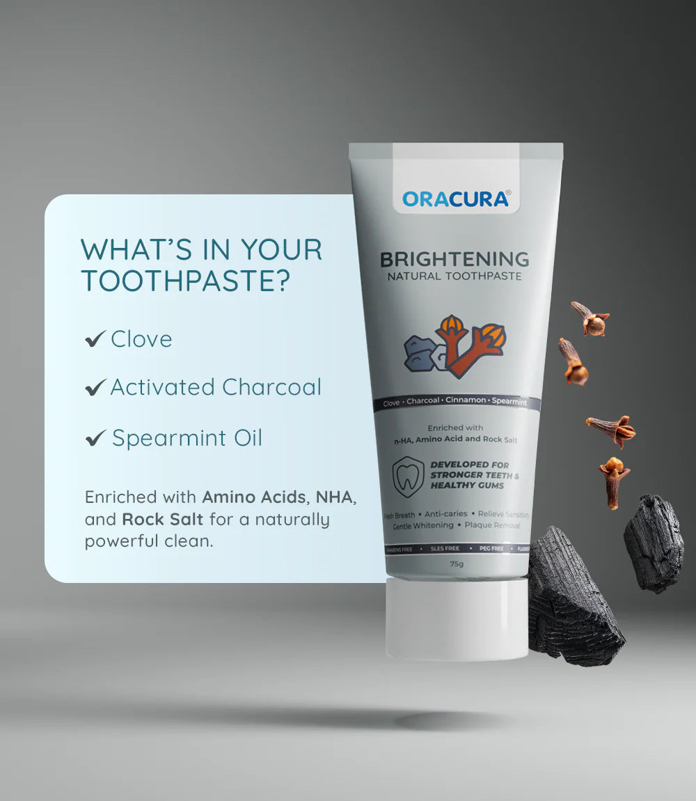 Natural Toothpaste: Brightening (Charcoal) & Fresh Breath (Coconut) Pack of 2 - 75g each