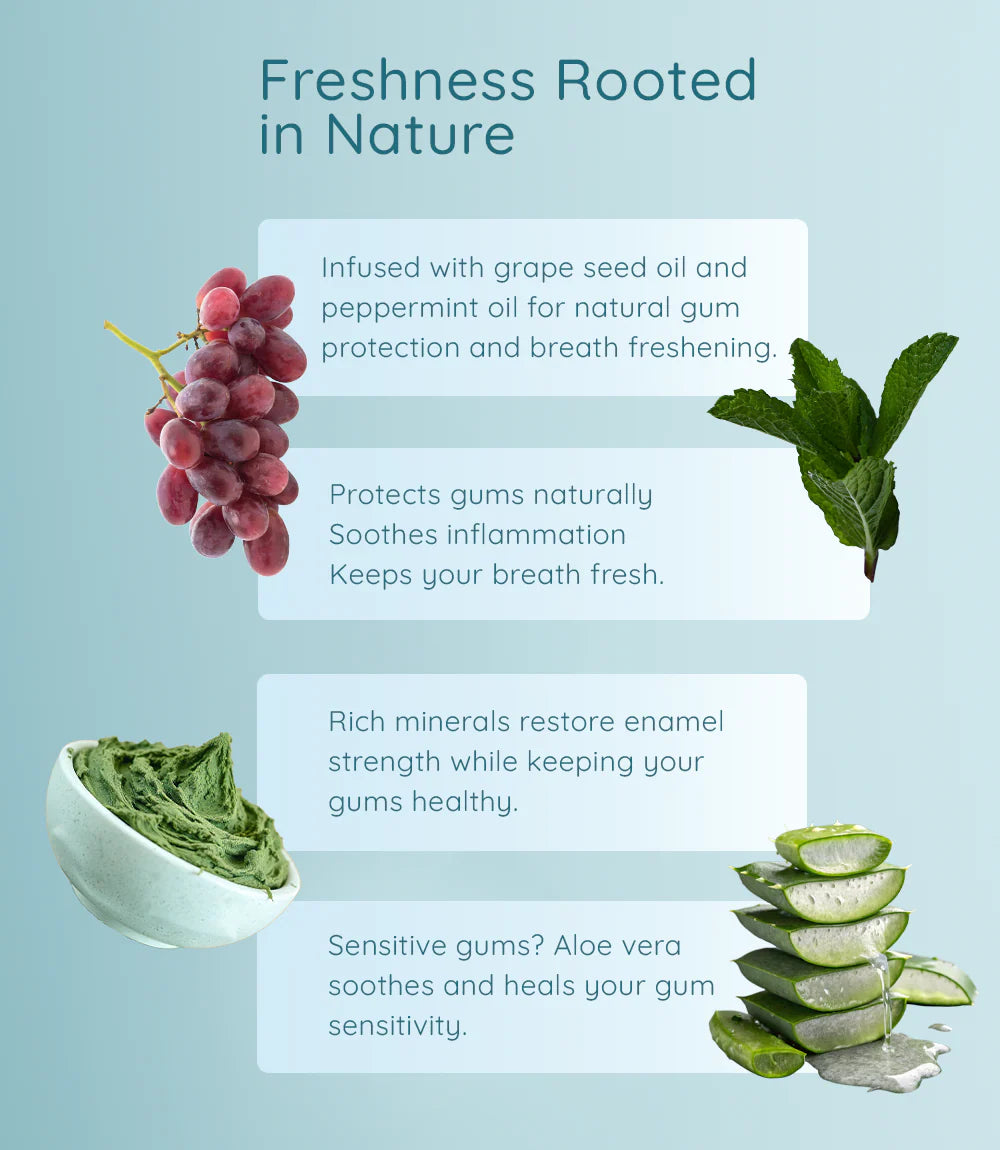 Natural Toothpaste: Healthy Gums (Grape) & Remineralisation (Aloe vera) Pack of 2 - 75g each