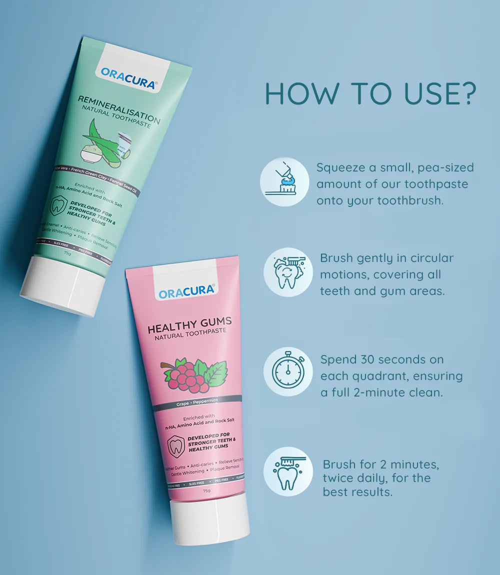 Natural Toothpaste: Healthy Gums (Grape) & Remineralisation (Aloe vera) Pack of 2 - 75g each